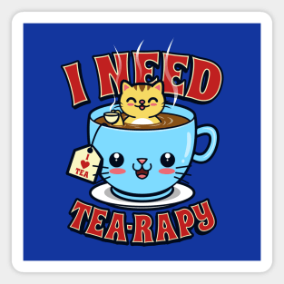 Cute Kawaii Cats Funny Tea Funny Meme Gift For Cats And Tea Lovers Magnet